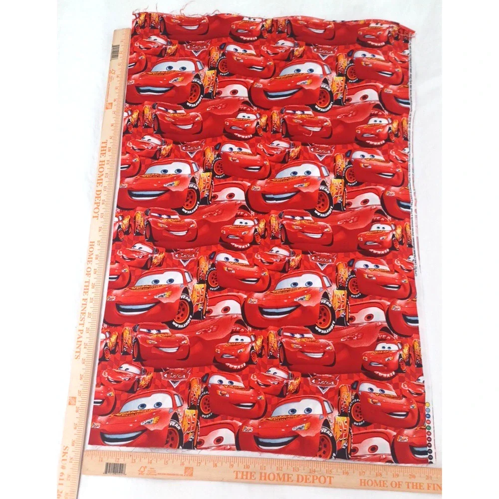 Cars Packed Mcqueen Disney Pixar 2014 Red Cotton Fabric 1 Pc 30x42 Craft Sewing